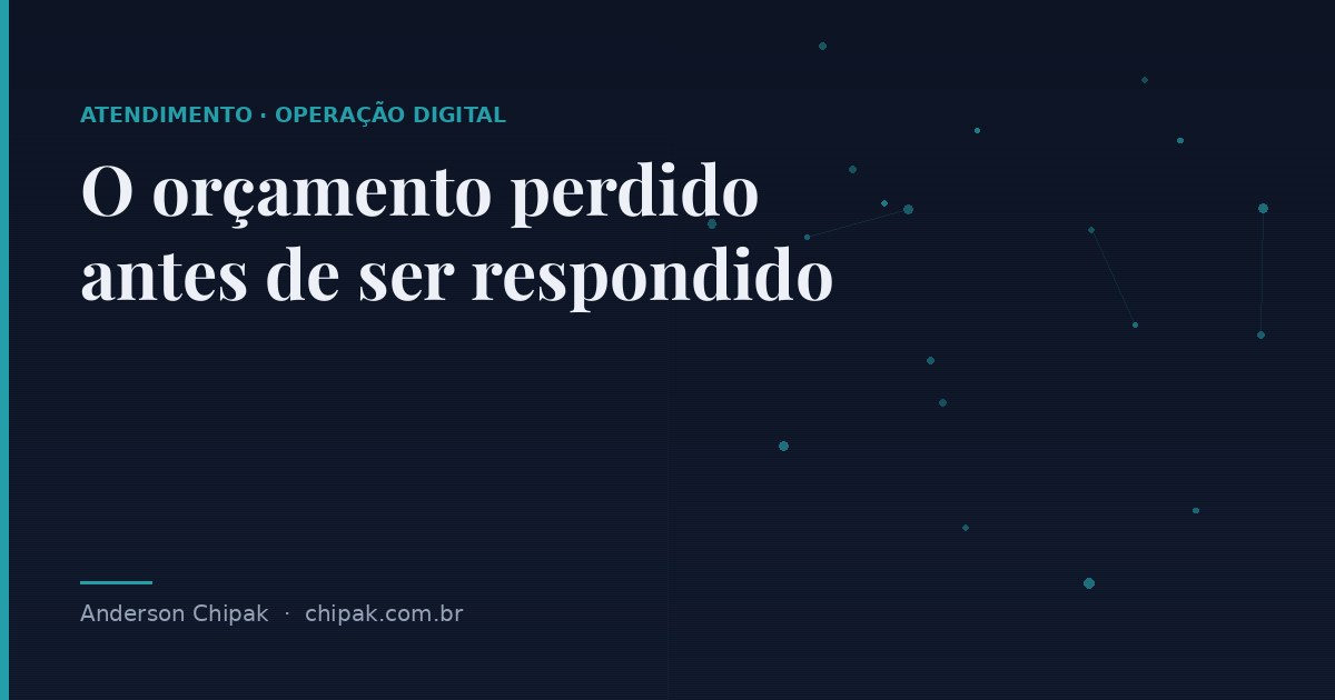 Capa do artigo “O orçamento perdido antes de ser respondido”, com o título sobre fundo escuro e grafismo geométrico