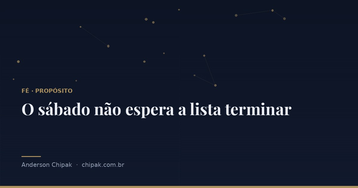 Capa do artigo “O sábado não espera a lista terminar”, com o título sobre fundo escuro e grafismo geométrico
