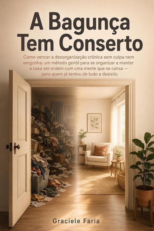 Capa do livro A Bagunça Tem Conserto, de Graciele Faria — sobre desorganização crônica e culpa