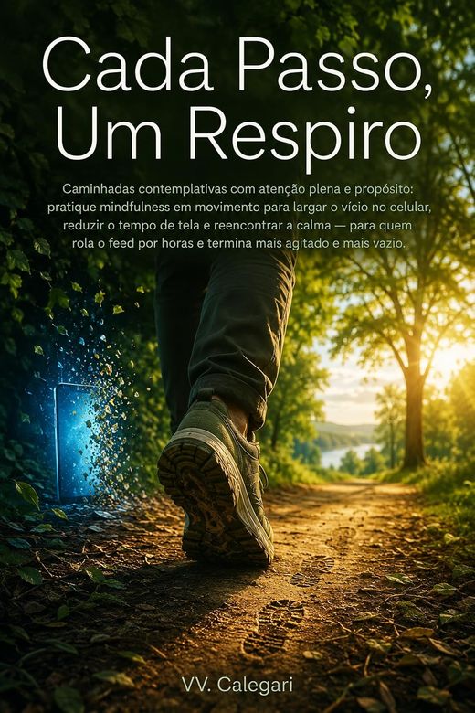 Capa do livro Cada Passo, Um Respiro, de V.V. Calegari — sobre caminhada e atenção plena
