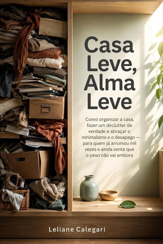 Capa do livro Casa Leve, Alma Leve, de Leliane Calegari — sobre organização da casa e desapego