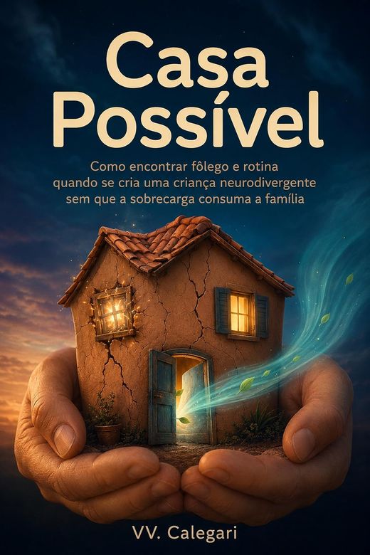 Capa do livro Casa Possível, de V.V. Calegari — sobre rotina e sobrecarga em famílias com filho neurodivergente