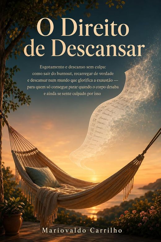 Capa do livro O Direito de Descansar, de Mariovaldo Carrilho — sobre parar sem culpa antes do esgotamento