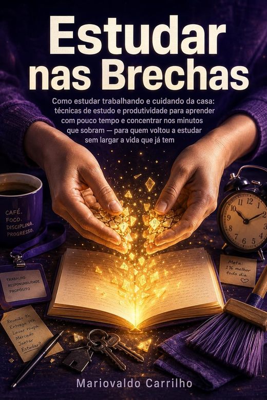 Capa do livro Estudar nas Brechas, de Mariovaldo Carrilho — sobre estudar com pouco tempo