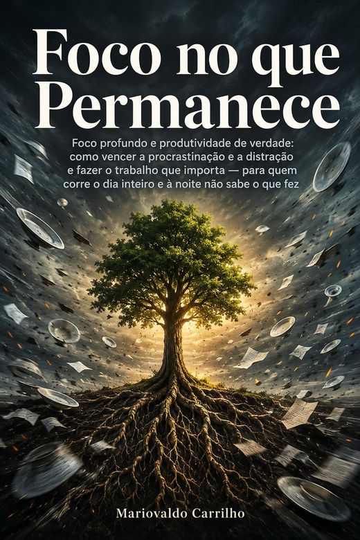 Capa do livro Foco no que Permanece, de Mariovaldo Carrilho — sobre foco profundo e distração