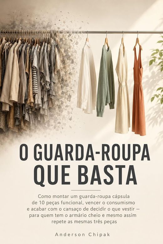 Capa do livro O Guarda-Roupa que Basta, de Anderson Chipak — sobre guarda-roupa cápsula e consumo consciente