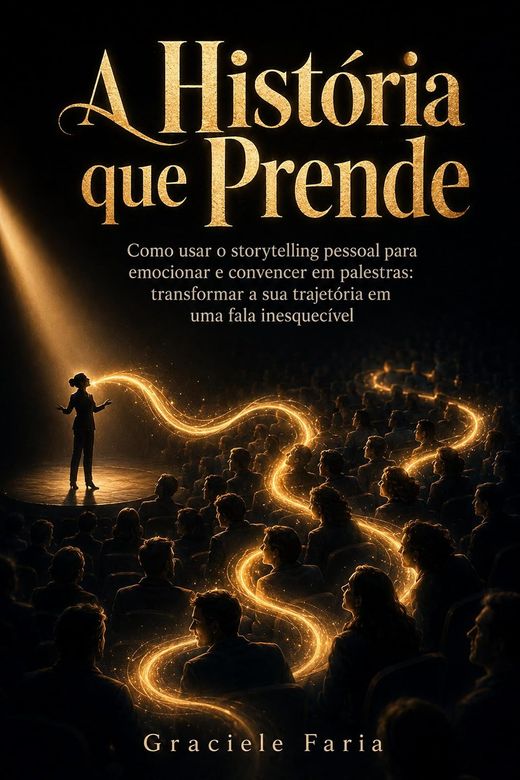Capa do livro A História que Prende, de Graciele Faria — sobre storytelling em palestras