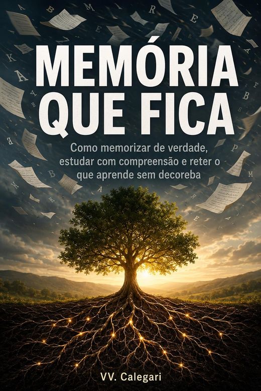 Capa do livro Memória que Fica, de V.V. Calegari — sobre memorização com compreensão