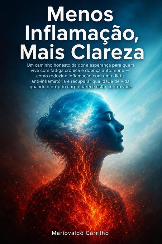 Capa do livro Menos Inflamação, Mais Clareza, de Mariovaldo Carrilho — sobre inflamação e fadiga