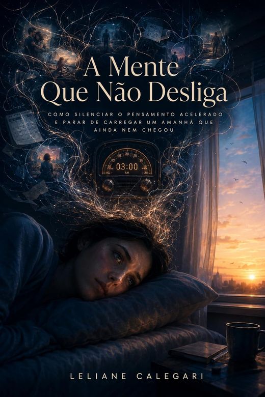 Capa do livro A Mente Que Não Desliga, de Leliane Calegari — sobre excesso de pensamento