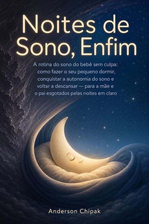 Capa do livro Noites de Sono, Enfim, de Anderson Chipak — sobre o sono do bebê e a exaustão dos pais
