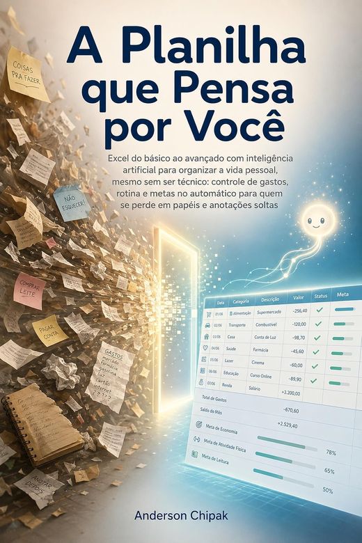 Capa do livro A Planilha que Pensa por Você, de Anderson Chipak — sobre Excel e IA na vida pessoal
