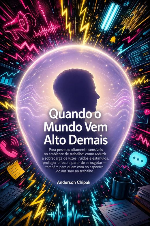 Capa do livro Quando o Mundo Vem Alto Demais, de Anderson Chipak — sobre sobrecarga sensorial e alta sensibilidade