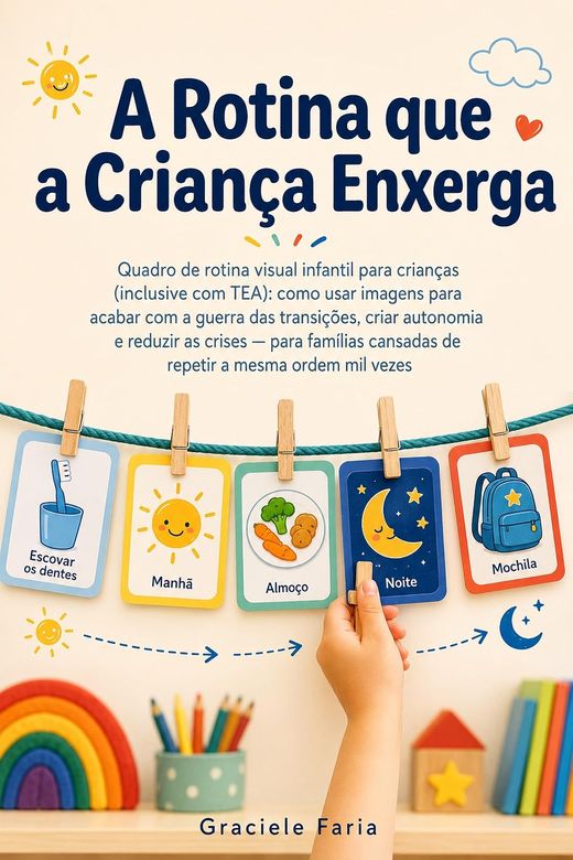 Capa do livro A Rotina que a Criança Enxerga, de Graciele Faria — sobre quadro de rotina visual infantil