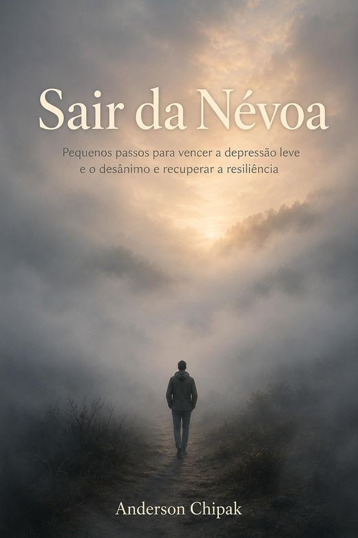 Capa do livro Sair da Névoa, de Anderson Chipak — sobre depressão, cansaço e passos pequenos