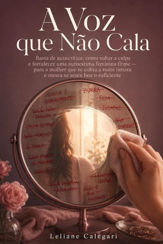 Capa do livro A Voz que Não Cala, de Leliane Calegari — sobre autocrítica, culpa e autoestima